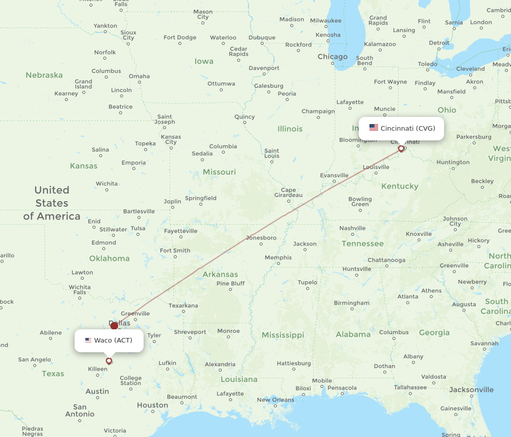CVG-ACT flight routes