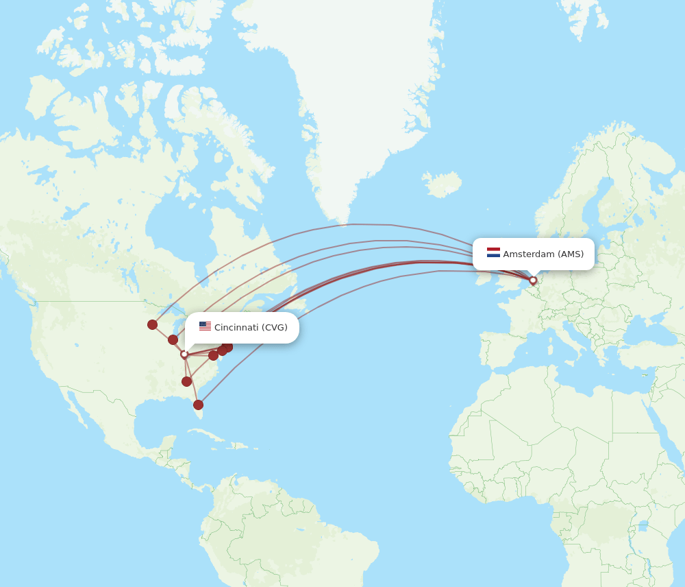 CVG-AMS flight routes