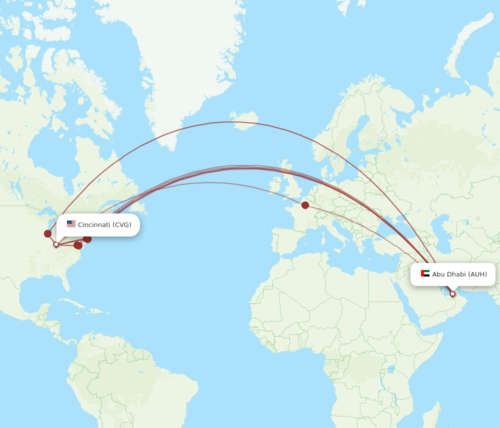 CVG-AUH flight routes