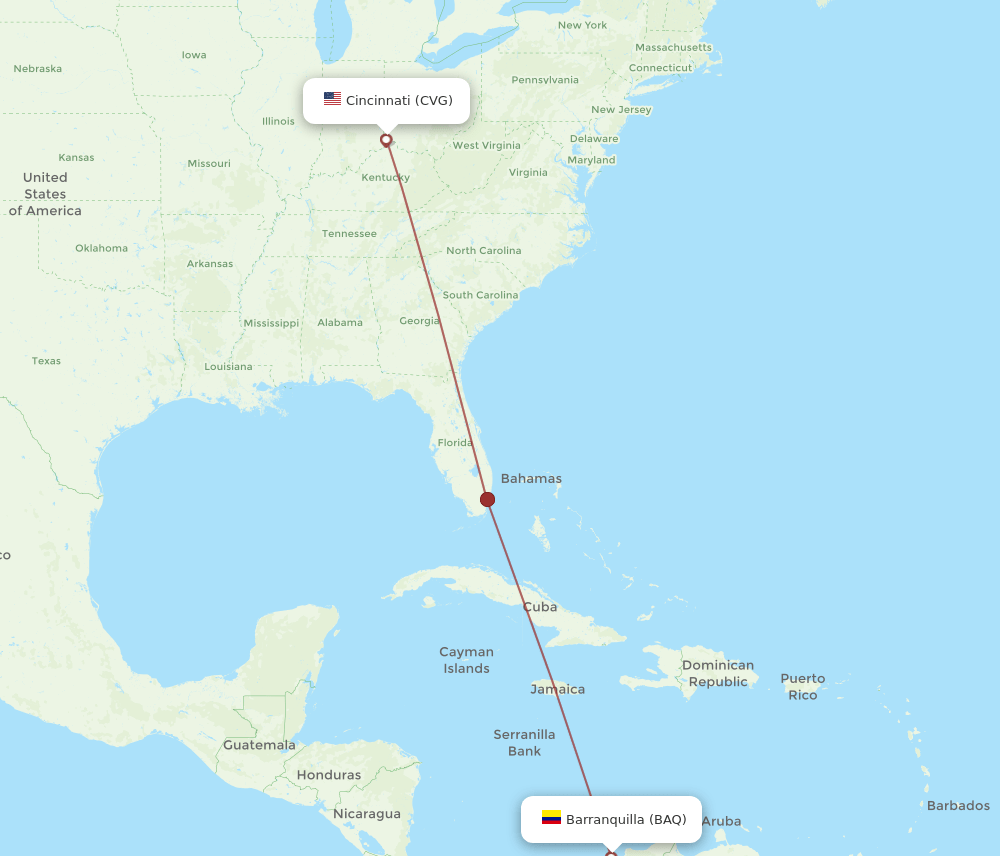 CVG-BAQ flight routes