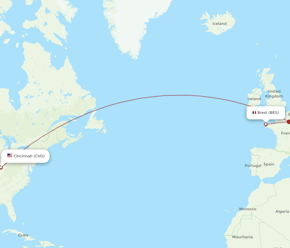 CVG-BES flight routes