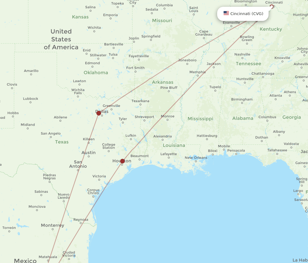 CVG-BJX flight routes