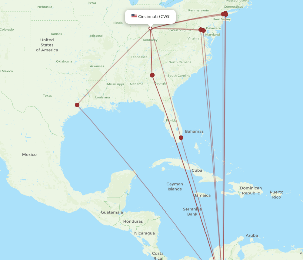CVG-BOG flight routes