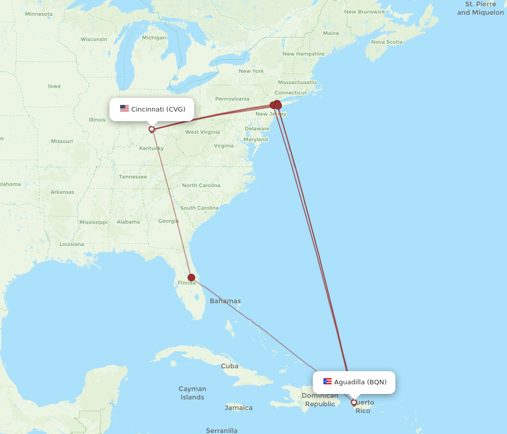 CVG-BQN flight routes