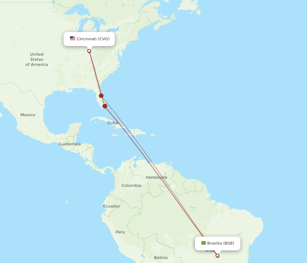 CVG-BSB flight routes