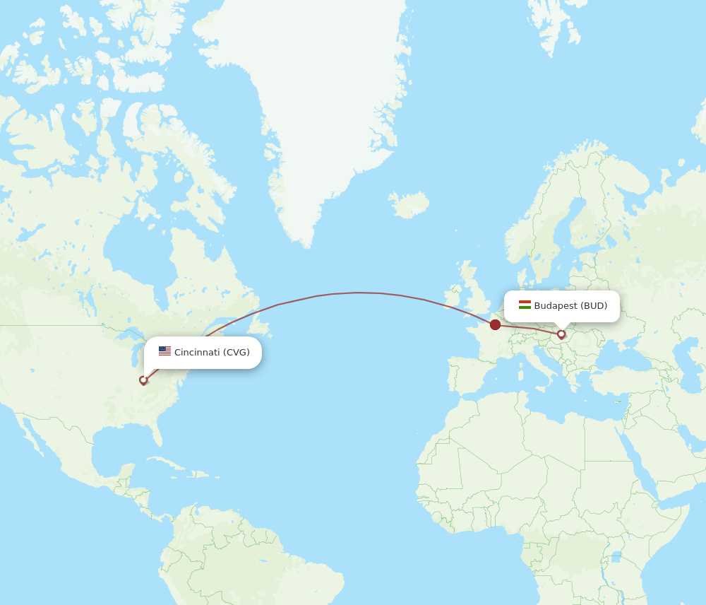 CVG-BUD flight routes