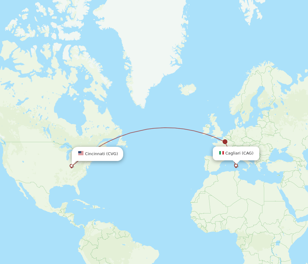 CVG-CAG flight routes