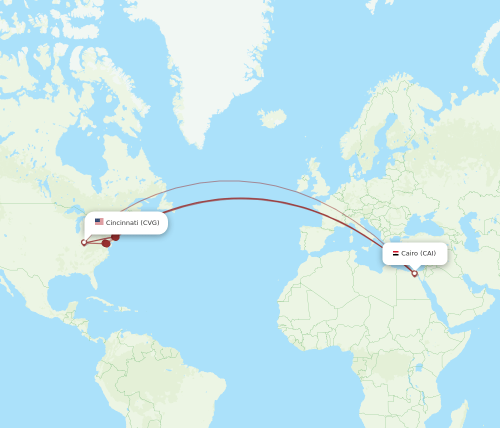 CVG to CAI flights and routes map