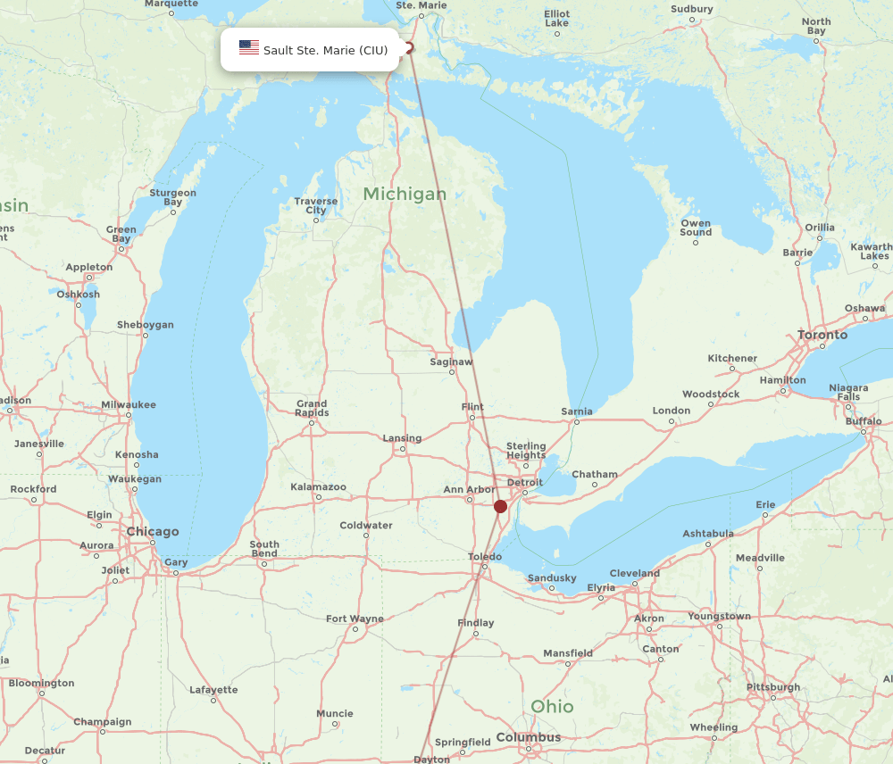 CVG-CIU flight routes