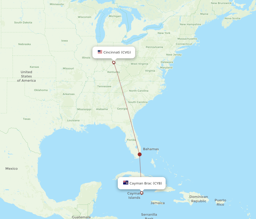 CVG-CYB flight routes