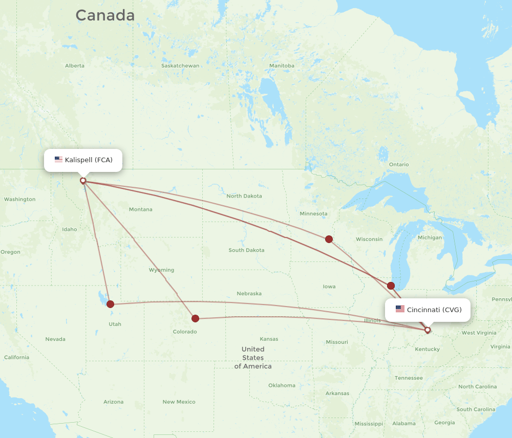 CVG-FCA flight routes