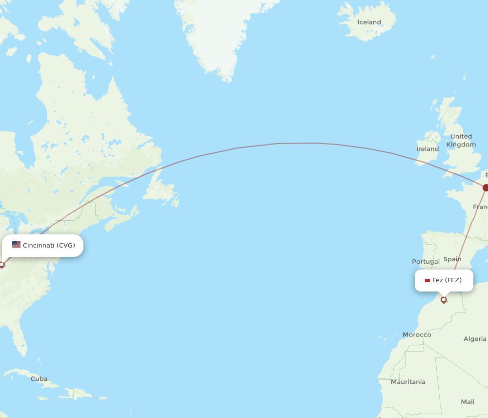 CVG-FEZ flight routes
