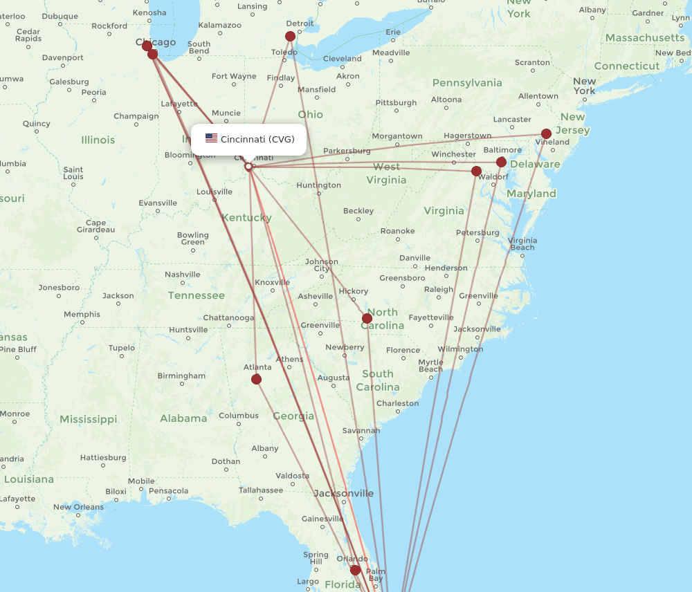 CVG-FLL flight routes