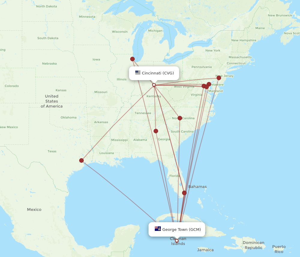 CVG-GCM flight routes