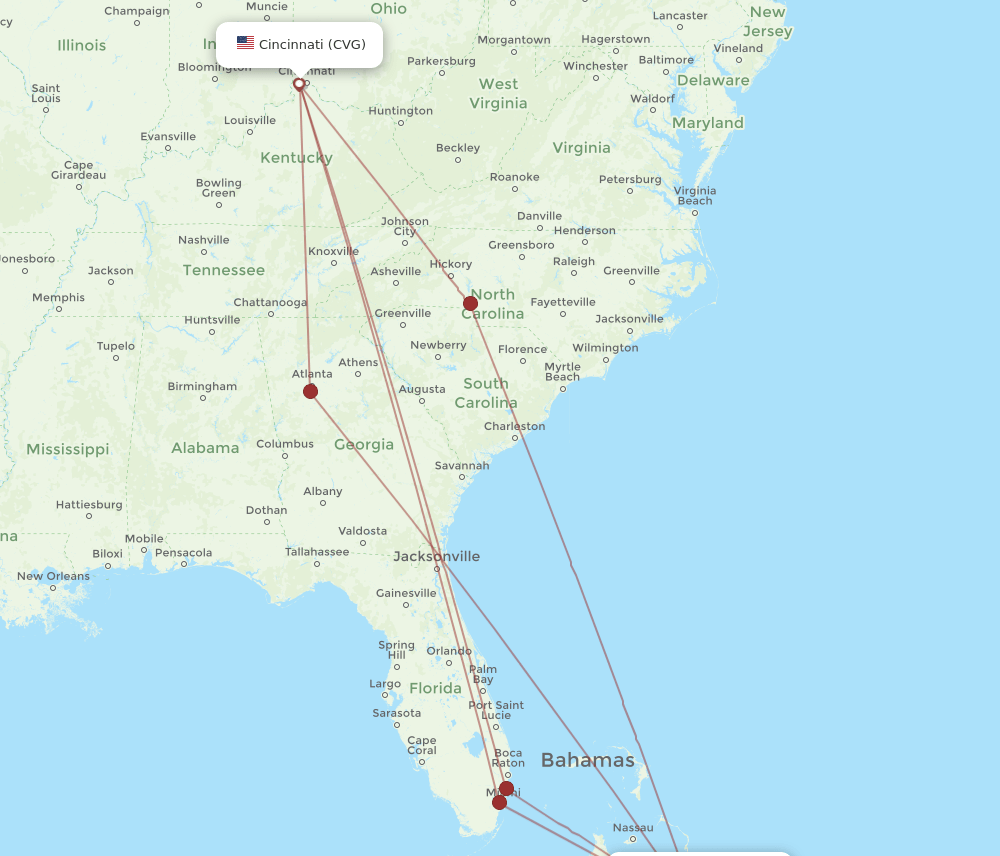CVG-GGT flight routes