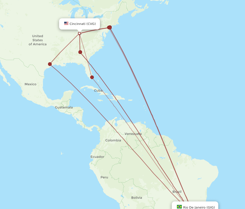 CVG-GIG flight routes