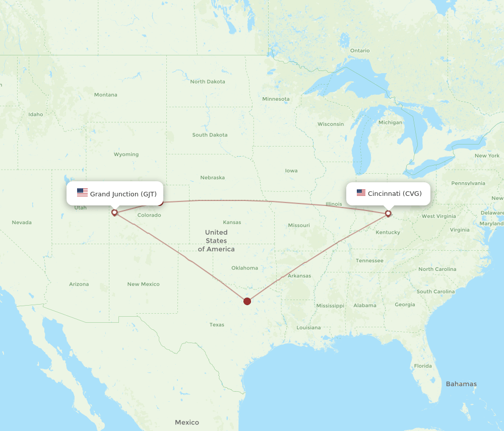 CVG-GJT flight routes