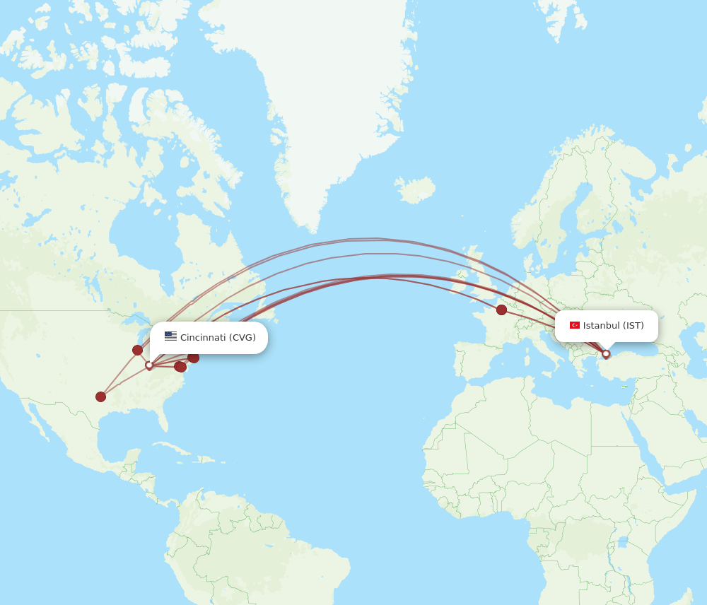 CVG-IST flight routes