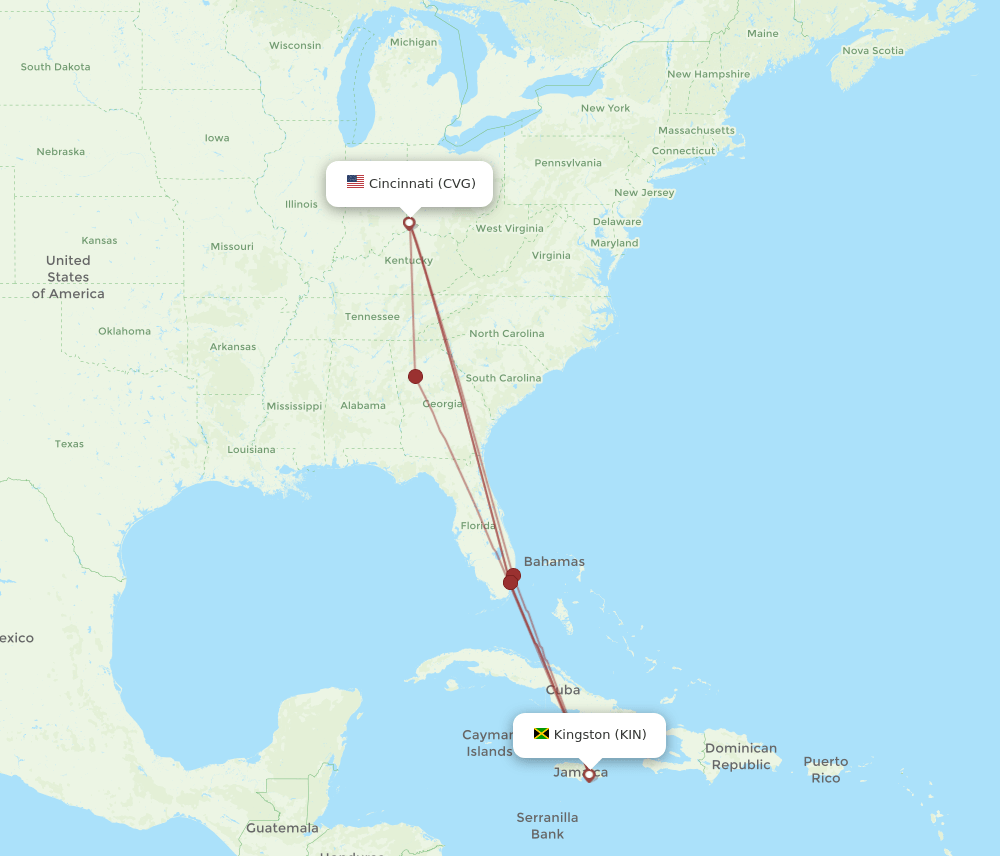 CVG-KIN flight routes