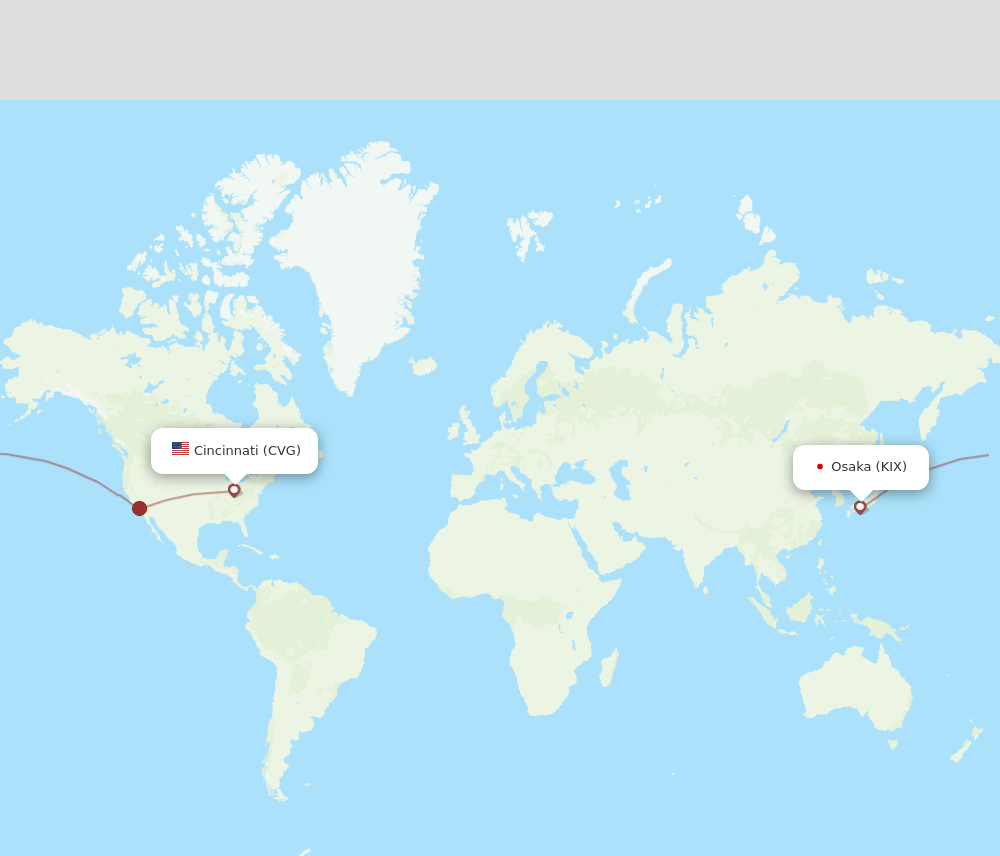 CVG to KIX flights and routes map