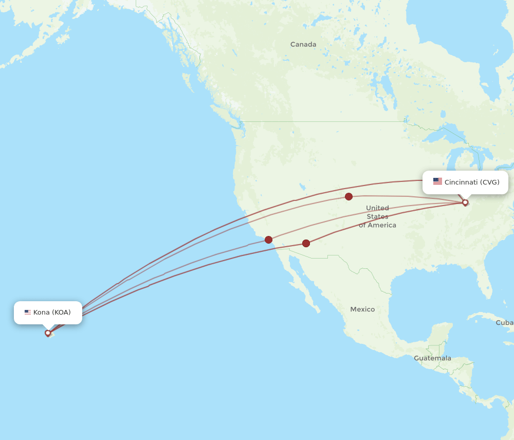 CVG-KOA flight routes