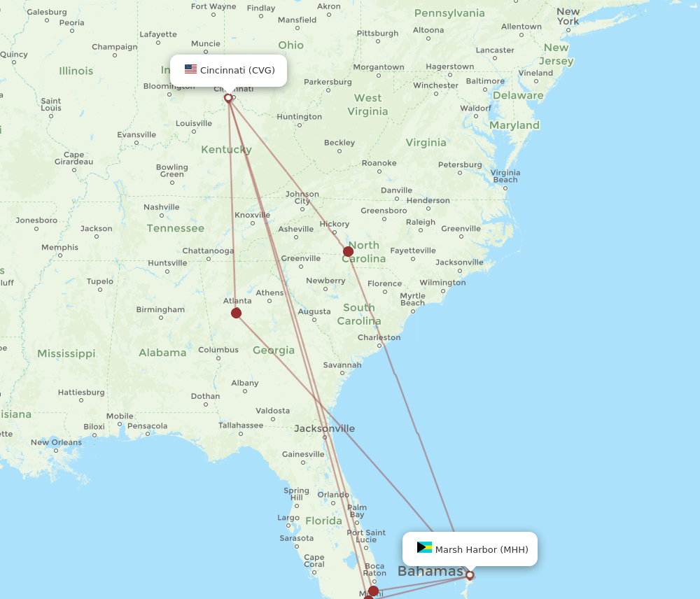 CVG-MHH flight routes