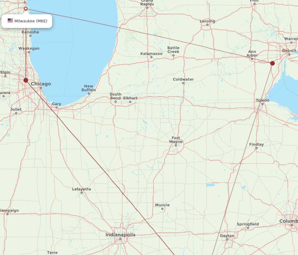 CVG-MKE flight routes