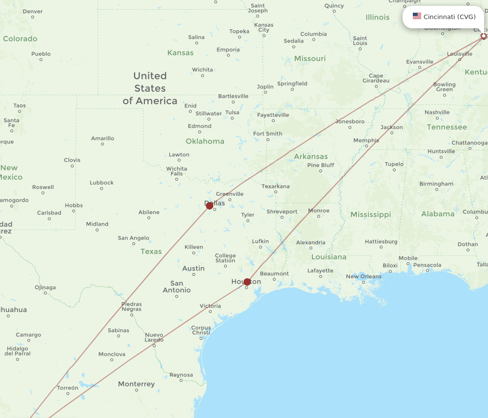 CVG-MZT flight routes
