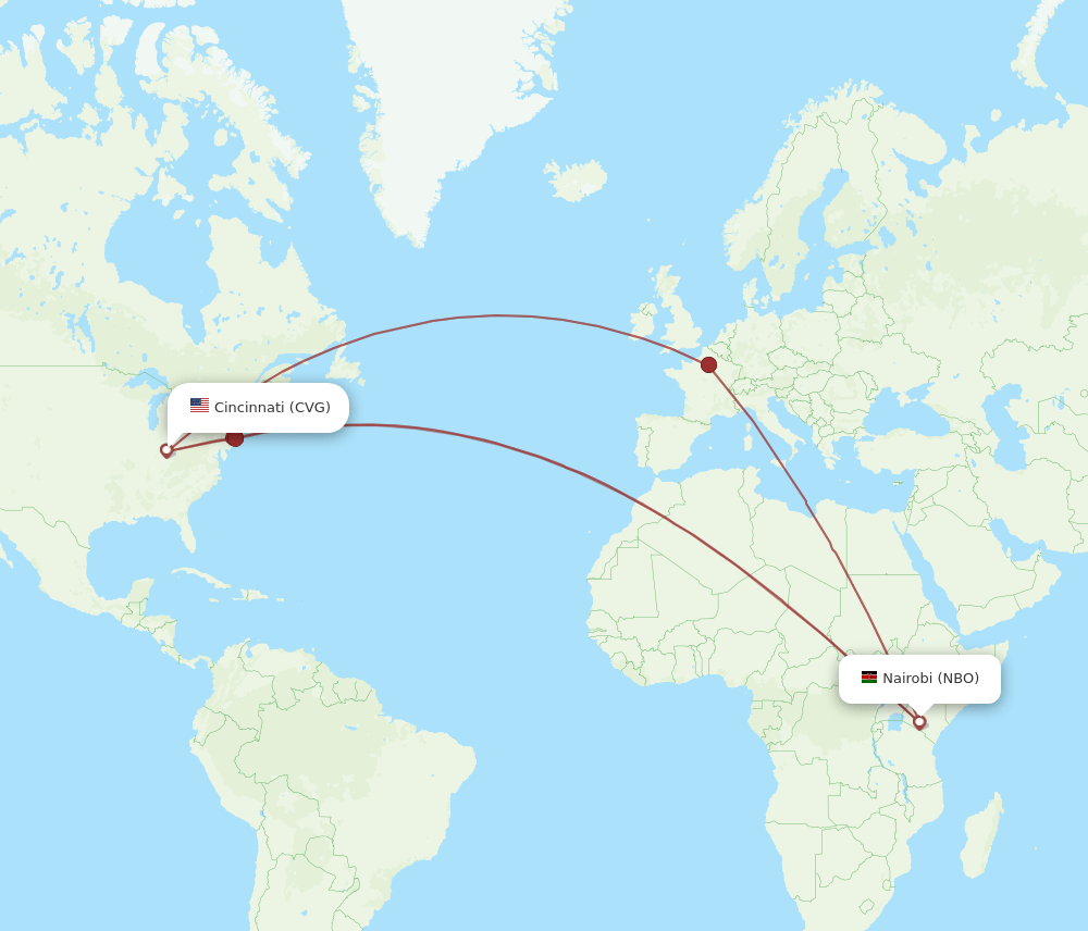 CVG-NBO flight routes