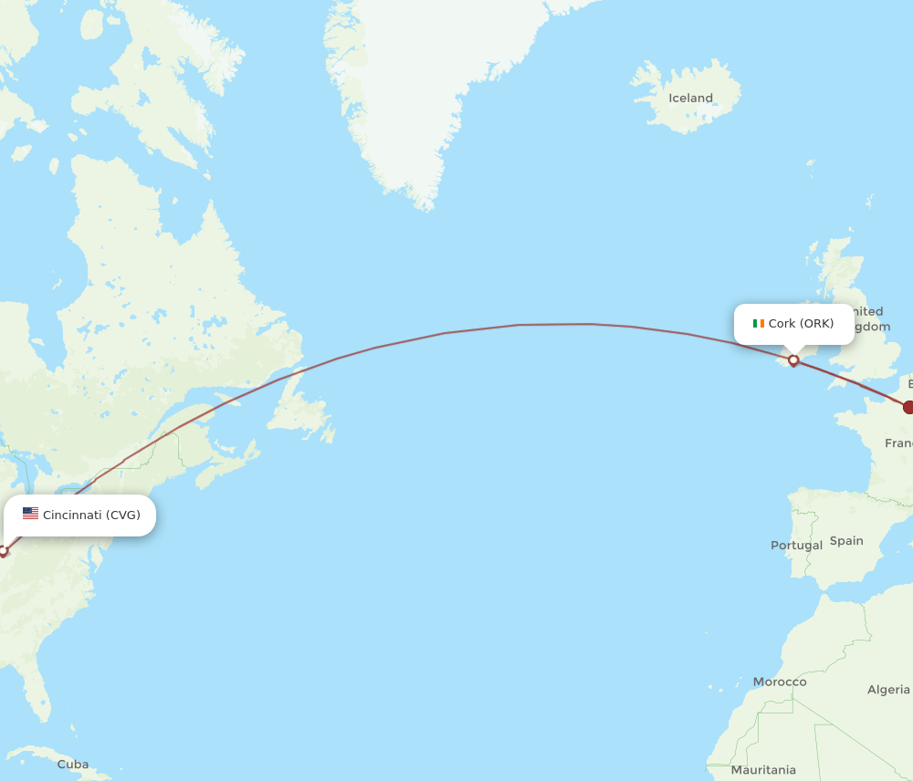 CVG-ORK flight routes