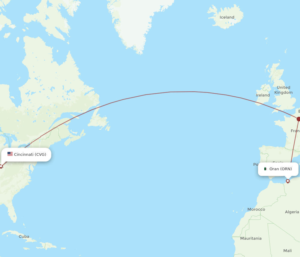 CVG-ORN flight routes