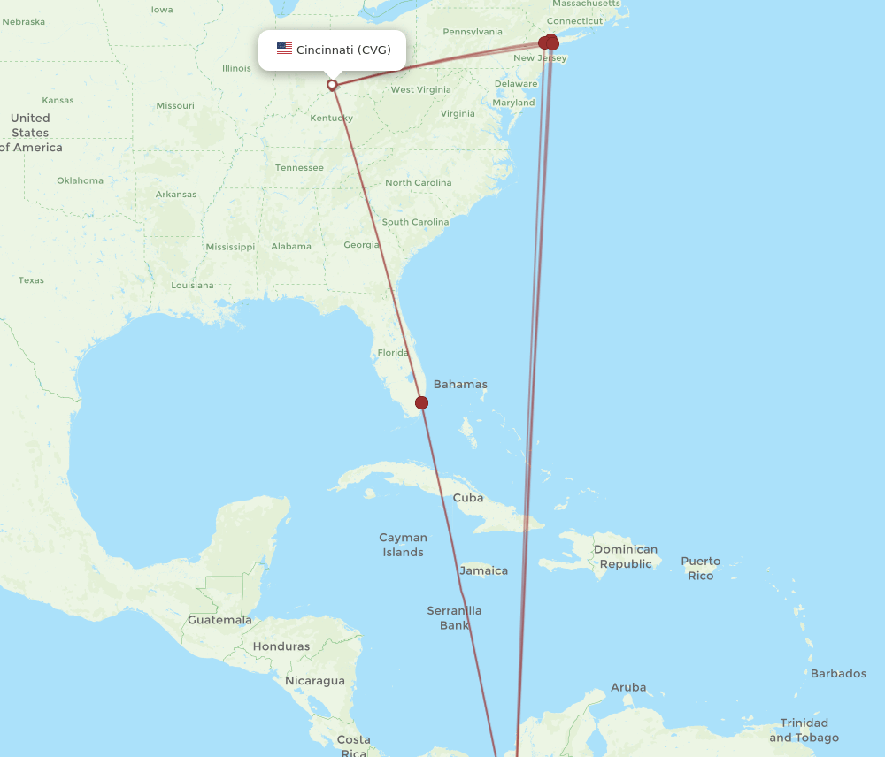 Cincinnati - Pereira route map and flight paths