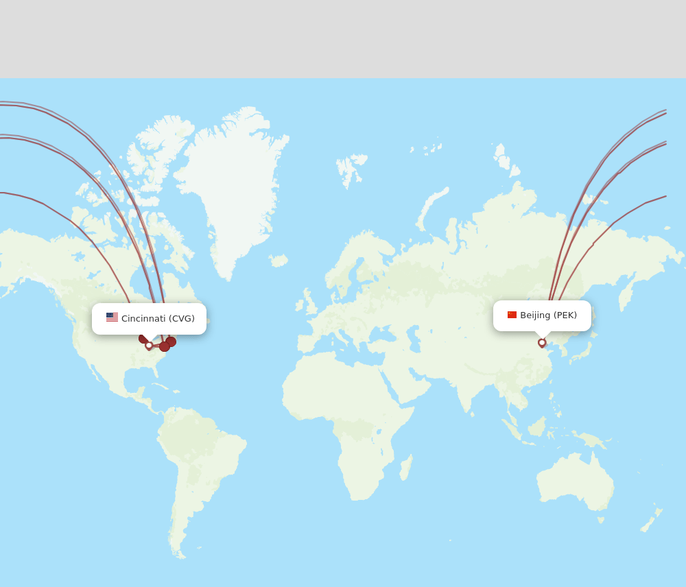 CVG to PEK flights and routes map
