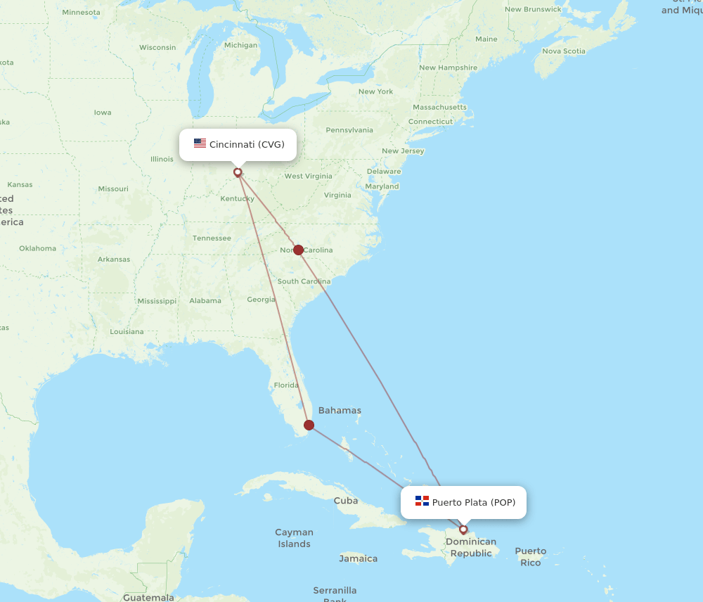 CVG-POP flight routes