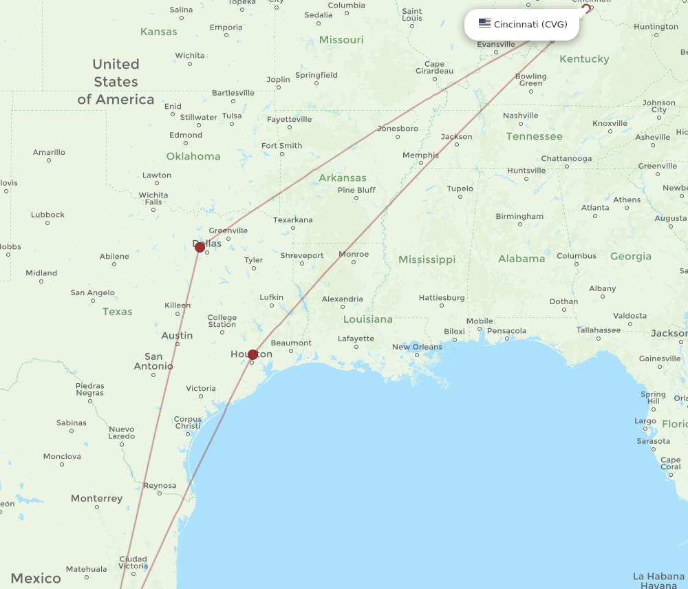 CVG-QRO flight routes