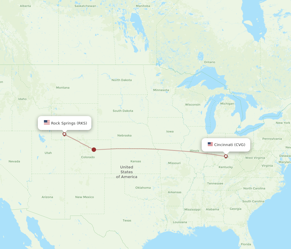 CVG to RKS flights and routes map