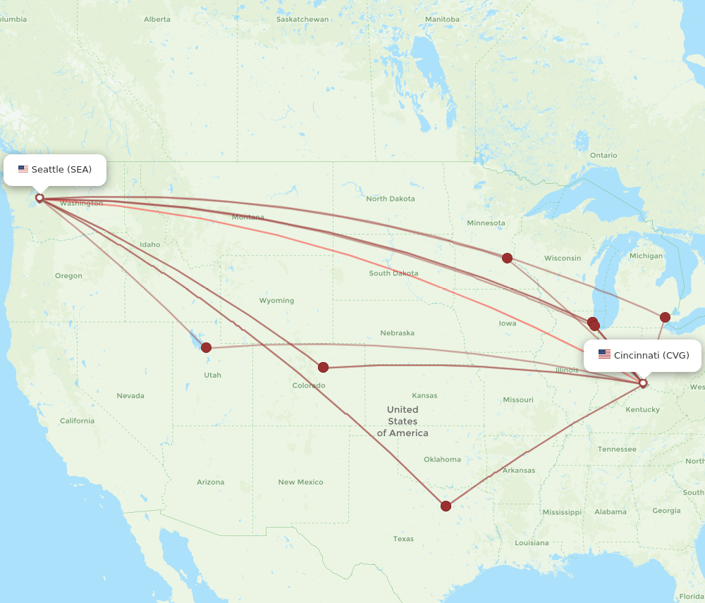 CVG-SEA flight routes