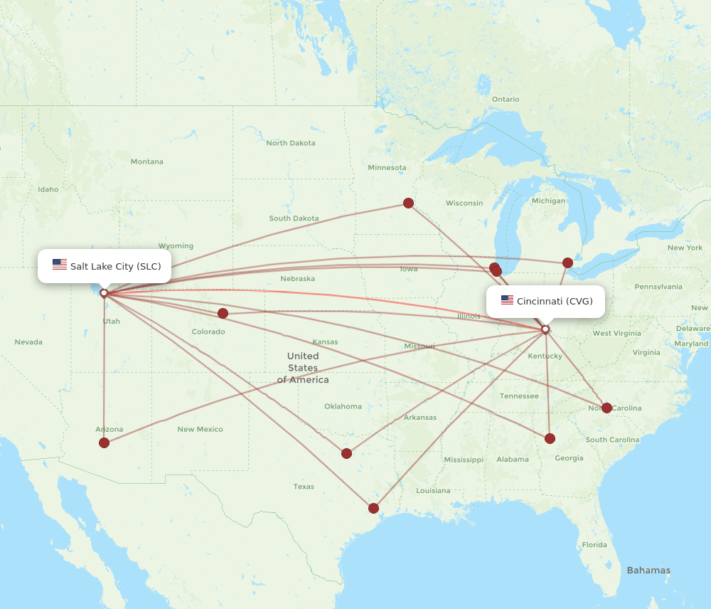 CVG-SLC flight routes