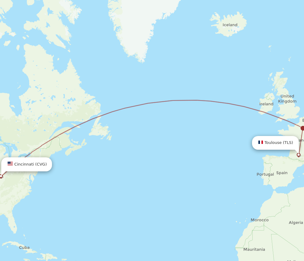 CVG-TLS flight routes