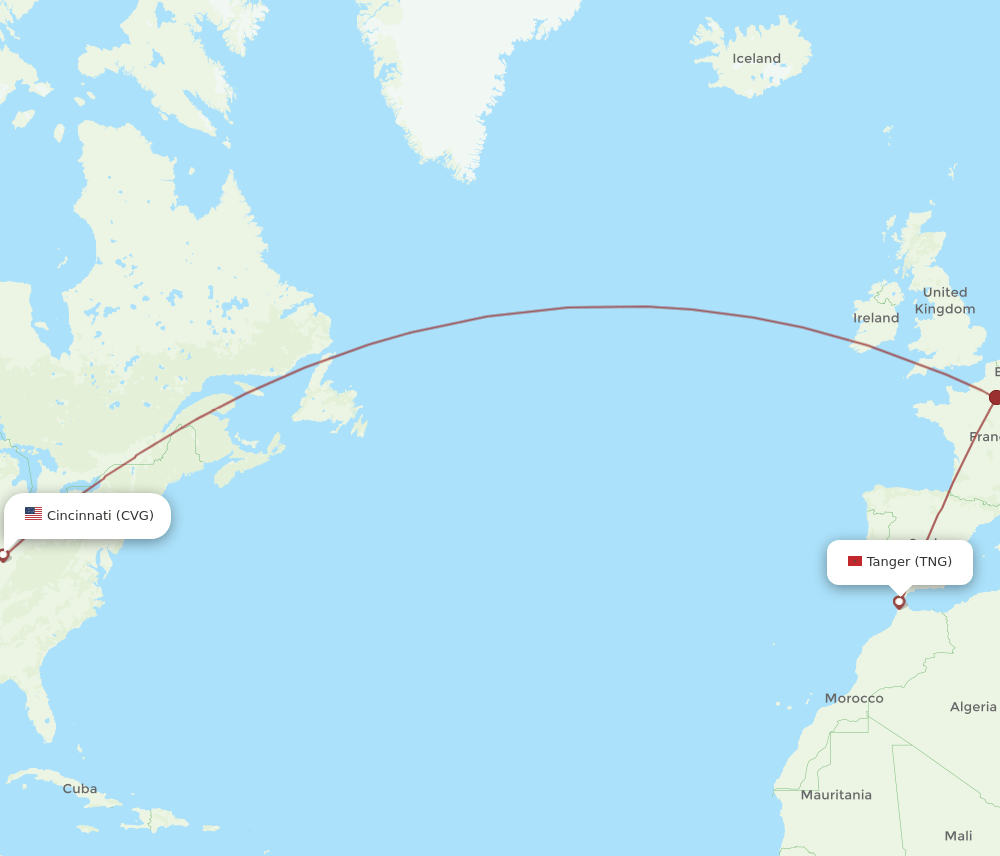 CVG-TNG flight routes