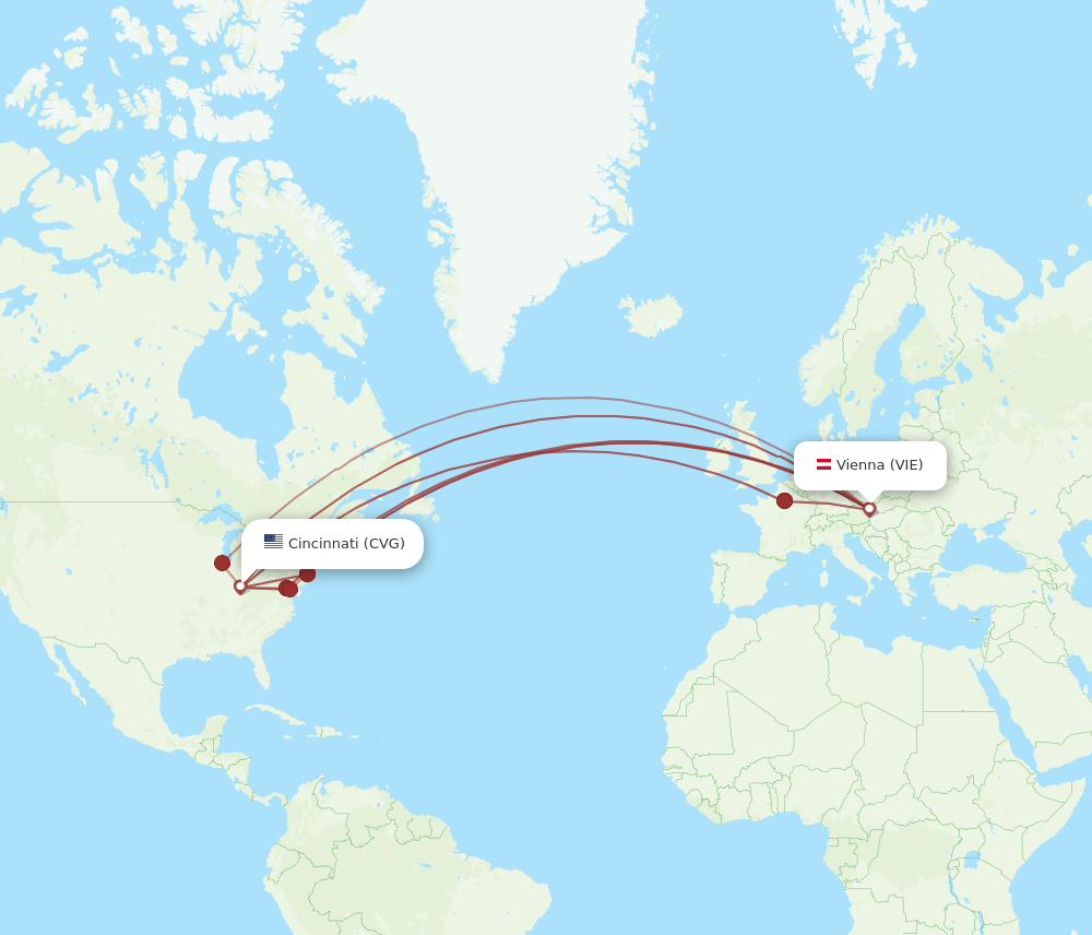 CVG-VIE flight routes