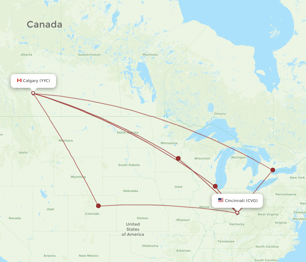 CVG-YYC flight routes