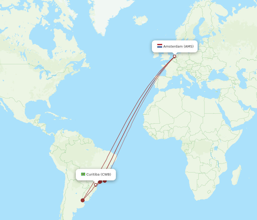 CWB-AMS flight routes