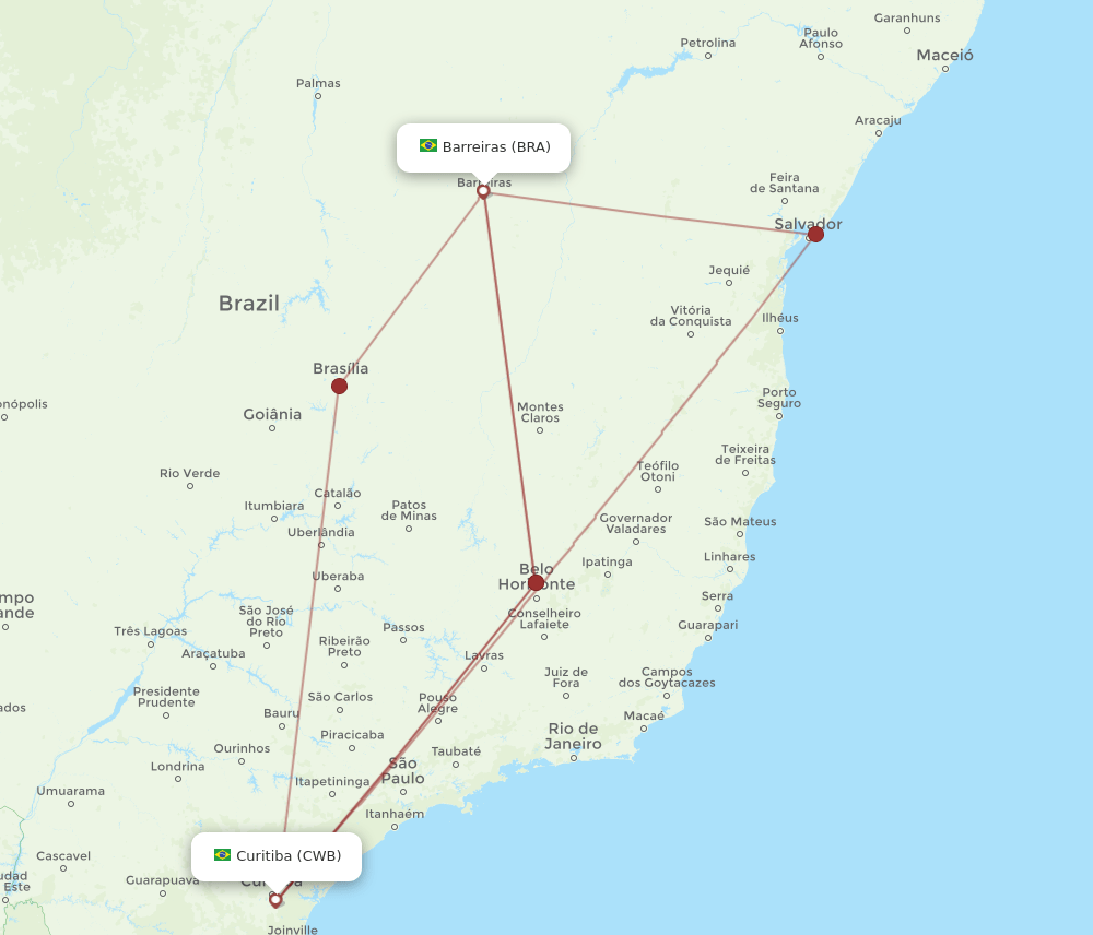 CWB-BRA flight routes
