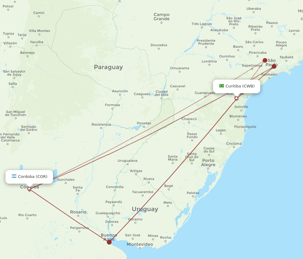 CWB-COR flight routes