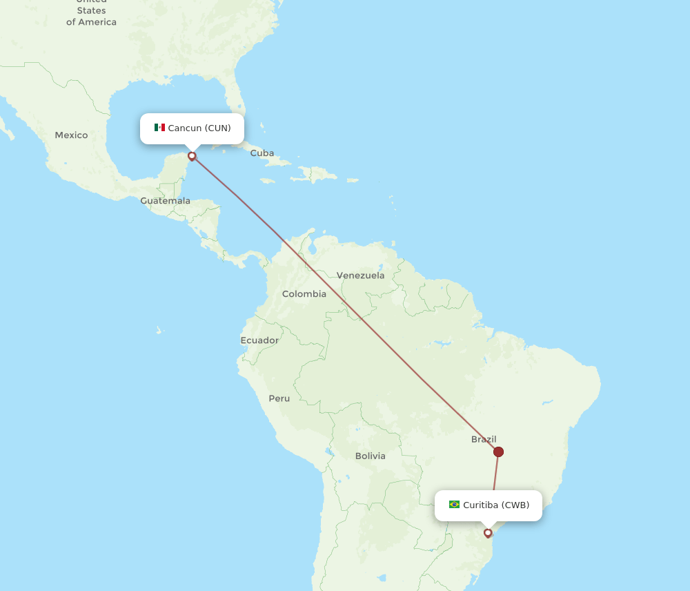 CWB-CUN flight routes