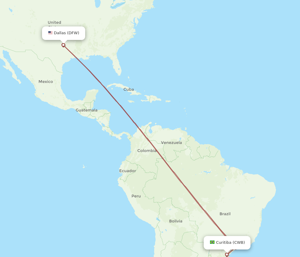 CWB-DFW flight routes