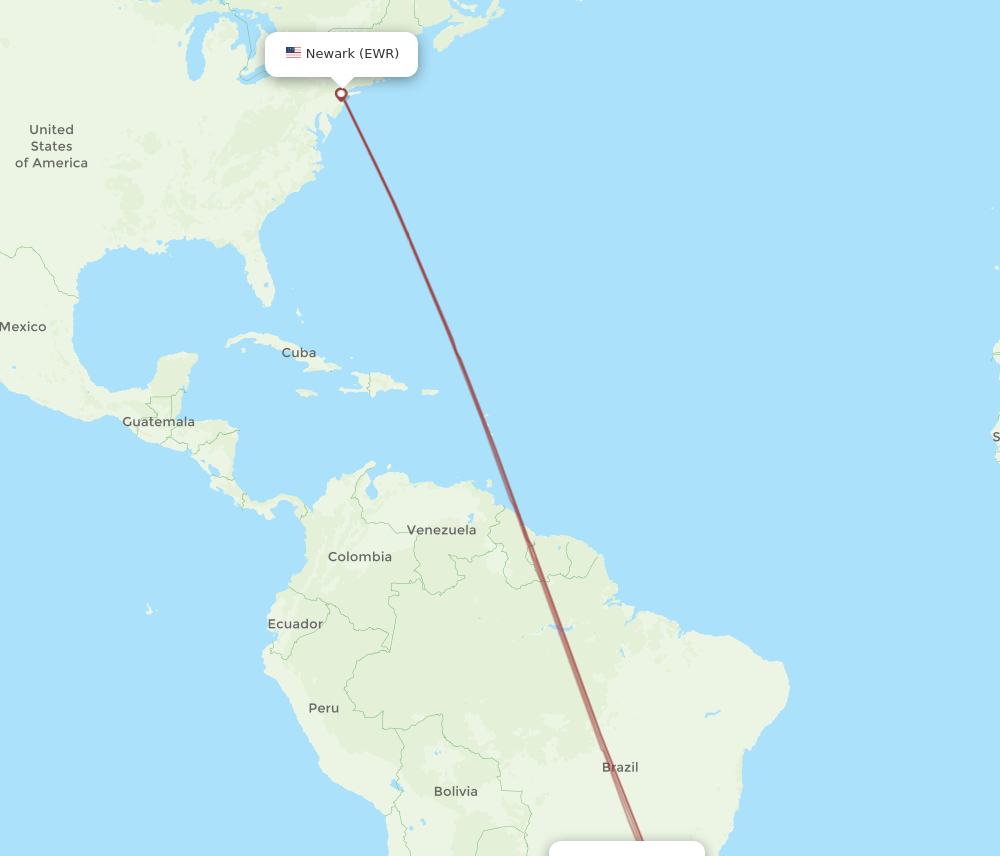 CWB-EWR flight routes