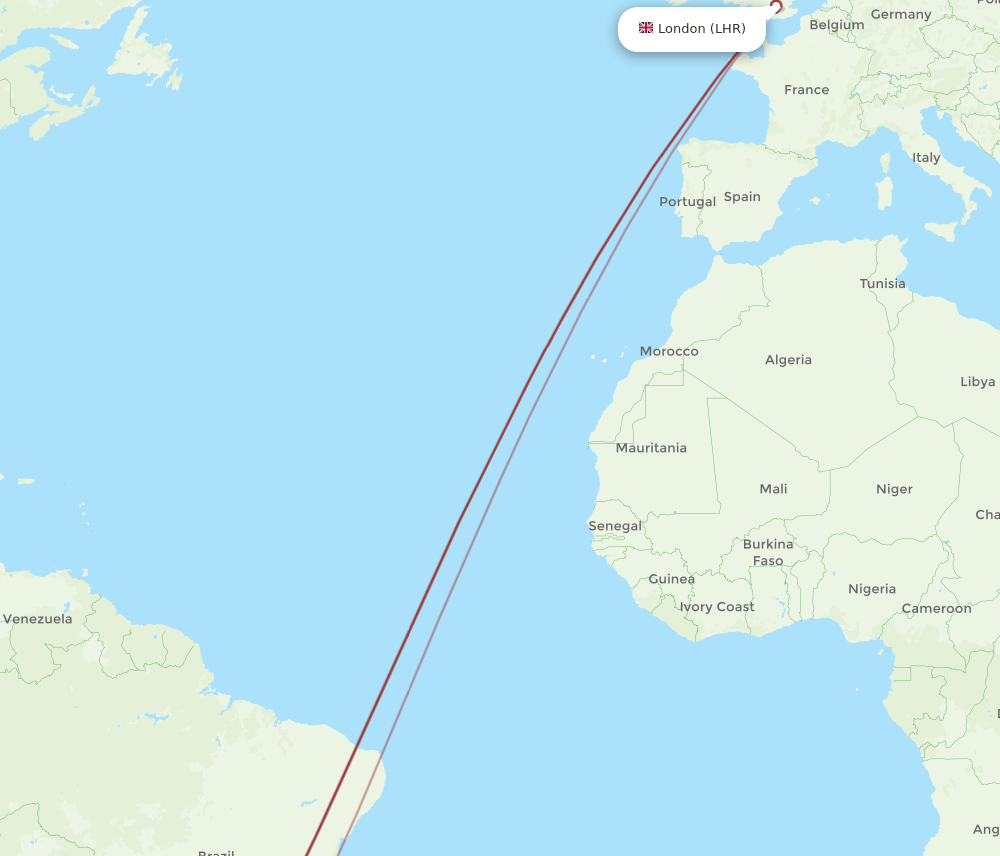 CWB-LHR flight routes