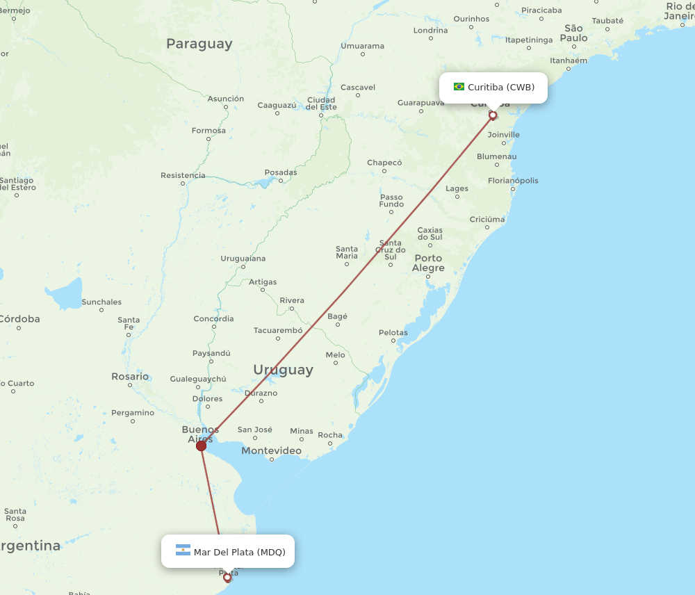 CWB-MDQ flight routes